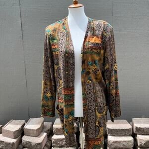 Vintage Boho Print Cardigan (M)